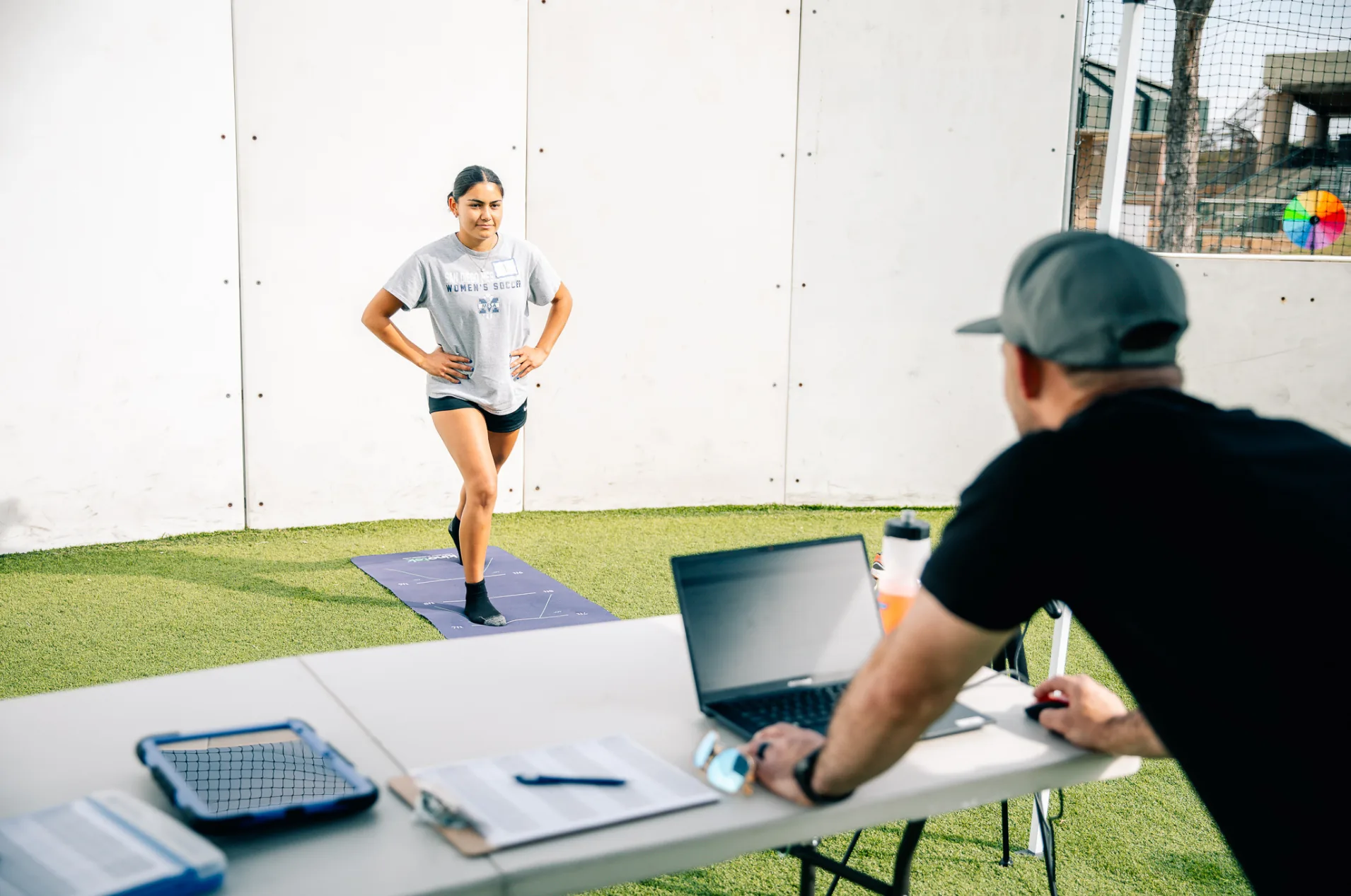 Athlete running a timed 40-yard dash